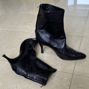 Elegant Made In Italy All Soft Black Leather Ankle Boots